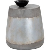 Aries Side Table in Industrial Grey Concrete & Silver